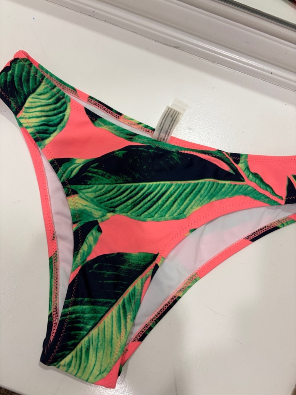 Cupshe Neon Coral Tropical Leaf Bikini Bottoms